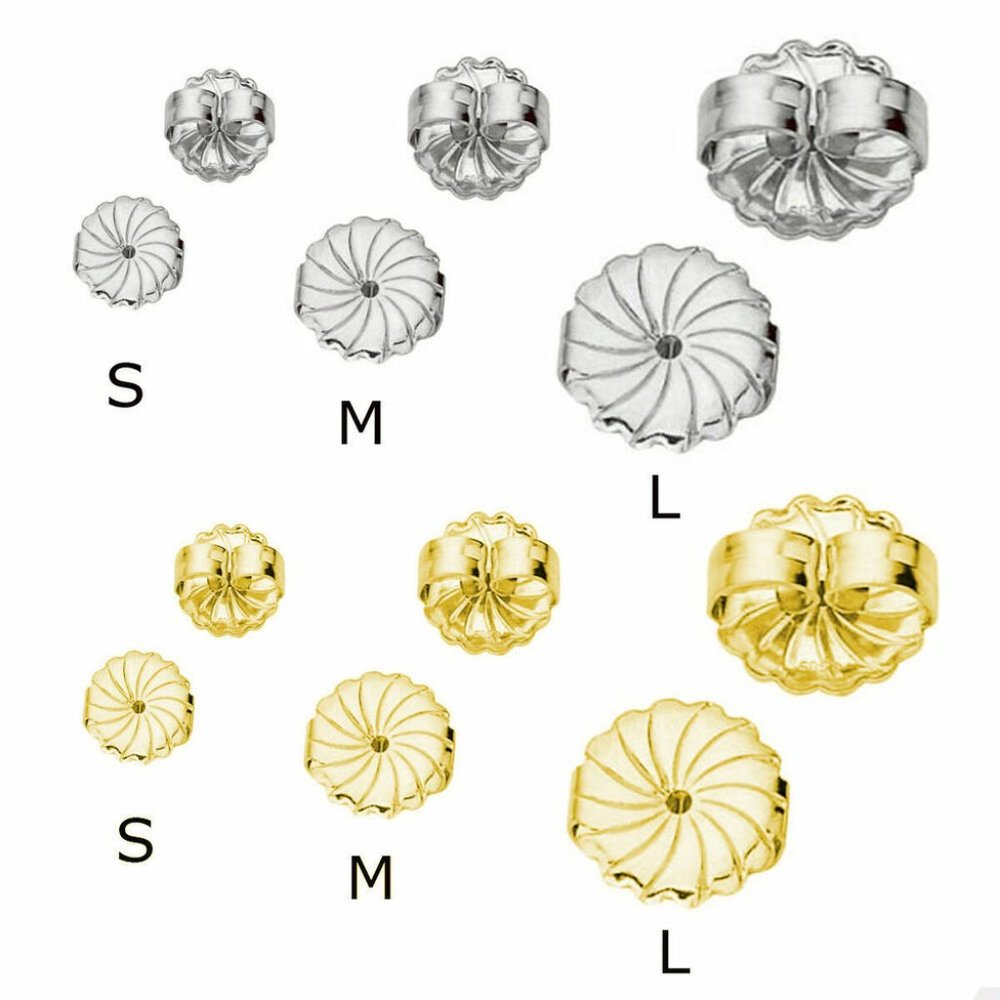 Solid 14K White or Yellow Gold Earring Backs Butterfly 2 Small Pair Findings